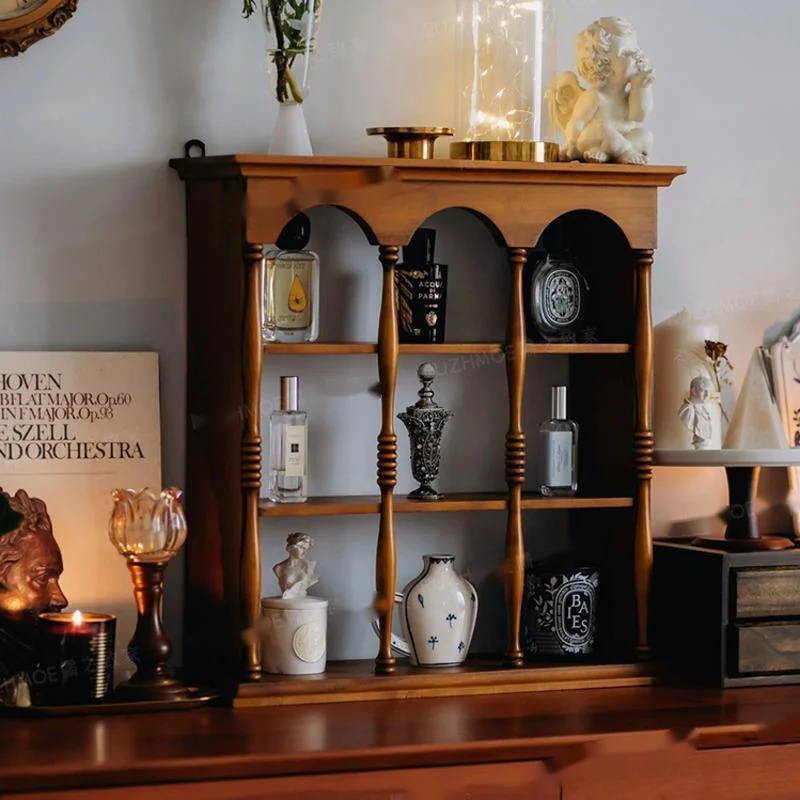 Kolumna rzymska Uchwyt na kubek z litego drewna Łuk restauracyjny Vintage Półka na filiżankę kawy Wystrój Francuskie półki wielofunkcyjne Dekoracja