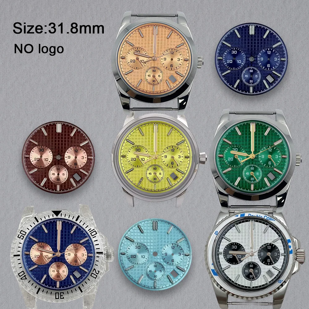 VK63 Dial No Logo Blank 31.8mm Dial For VK63 Movement Custom Logo Watch Dials Hands Accessories Repair Tools