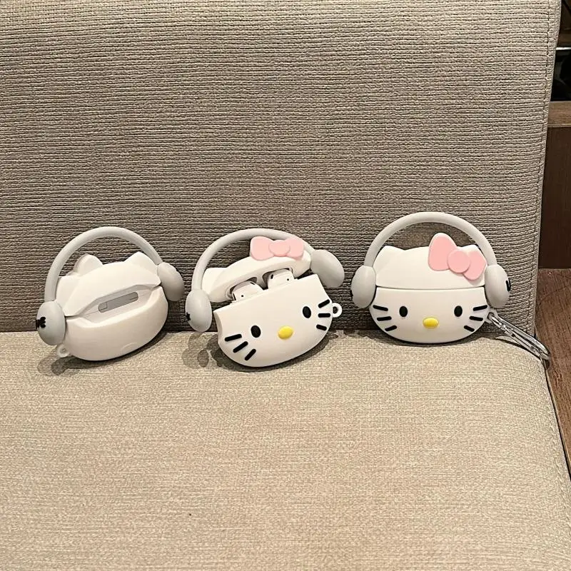 Sanrio Hello Kitty Kuromi Headset Case for Airpods3/pro/pro2 Wireless Bluetooth Protective Case Silicone Anti-Fall Soft Shell