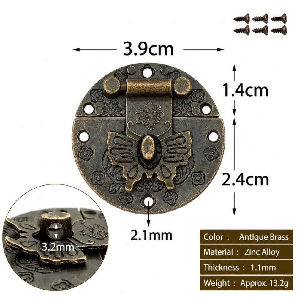3pcs Decorative Brass Bronze Box Latch Antique Finish DIY Mounting Latch Hook Vintage Retro Hasp Latch Jewelry Box