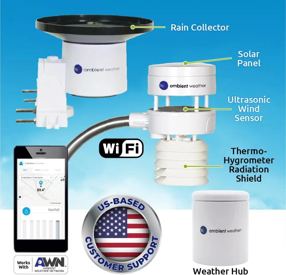 WS-5000-IP3 Ultrasonic Professional Smart Weather Station with Remote Monitoring and Alerts