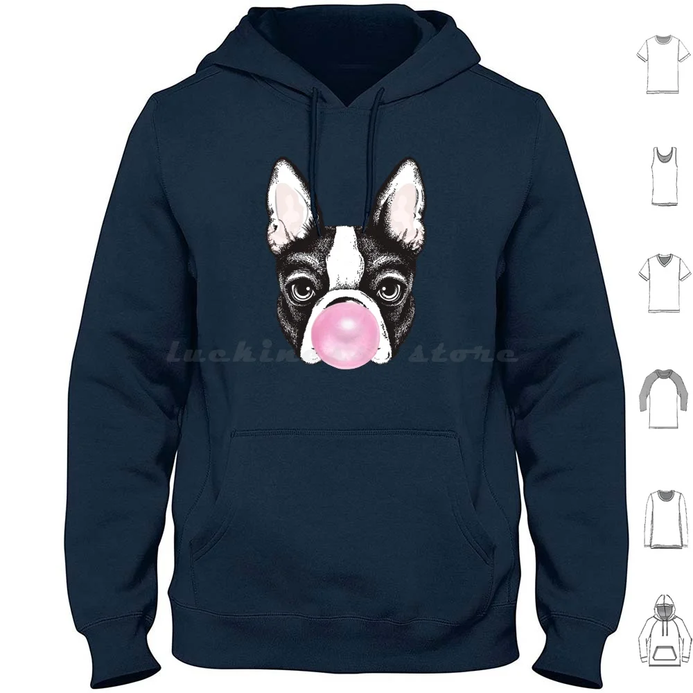 Frenchie Bulldog Bubblegum sweat à capuche coton à manches longues Frenchie Bulldog Pet Love Dog Lover Animale rose bulle de caoutchouc