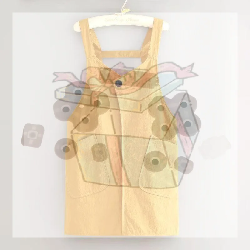 【CC】Simple Anti-Stain Kitchen Apron Waterproof With Pocket Vest-Style Apron Soft Splash-Proof Sleeveless Apron Restaurant