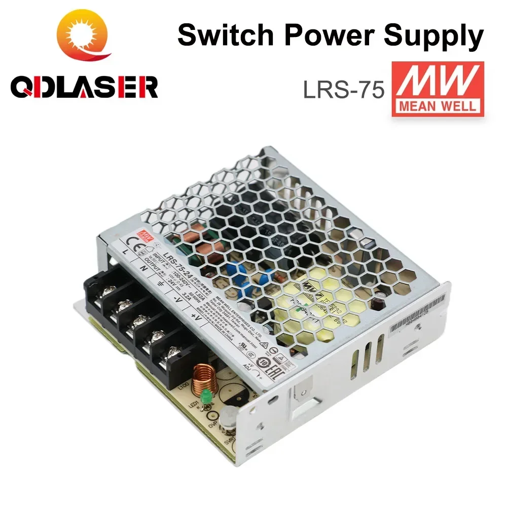 QDLASER Mean Well LRS-75 Series Single output Switching Power Supply 5V 14A / 12V 6A / 24V 3.2A  75W for Laser Controller