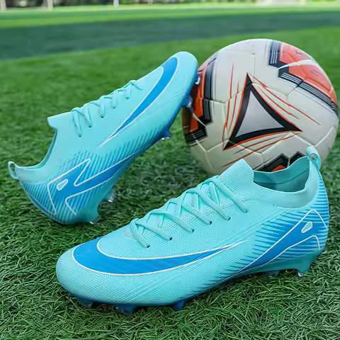 New Men Soccer Shoes FG Non-Slip Training Shoes Long Spikes Ultralight Soccer Cleats Football Boots Outdoor Drop Shipping