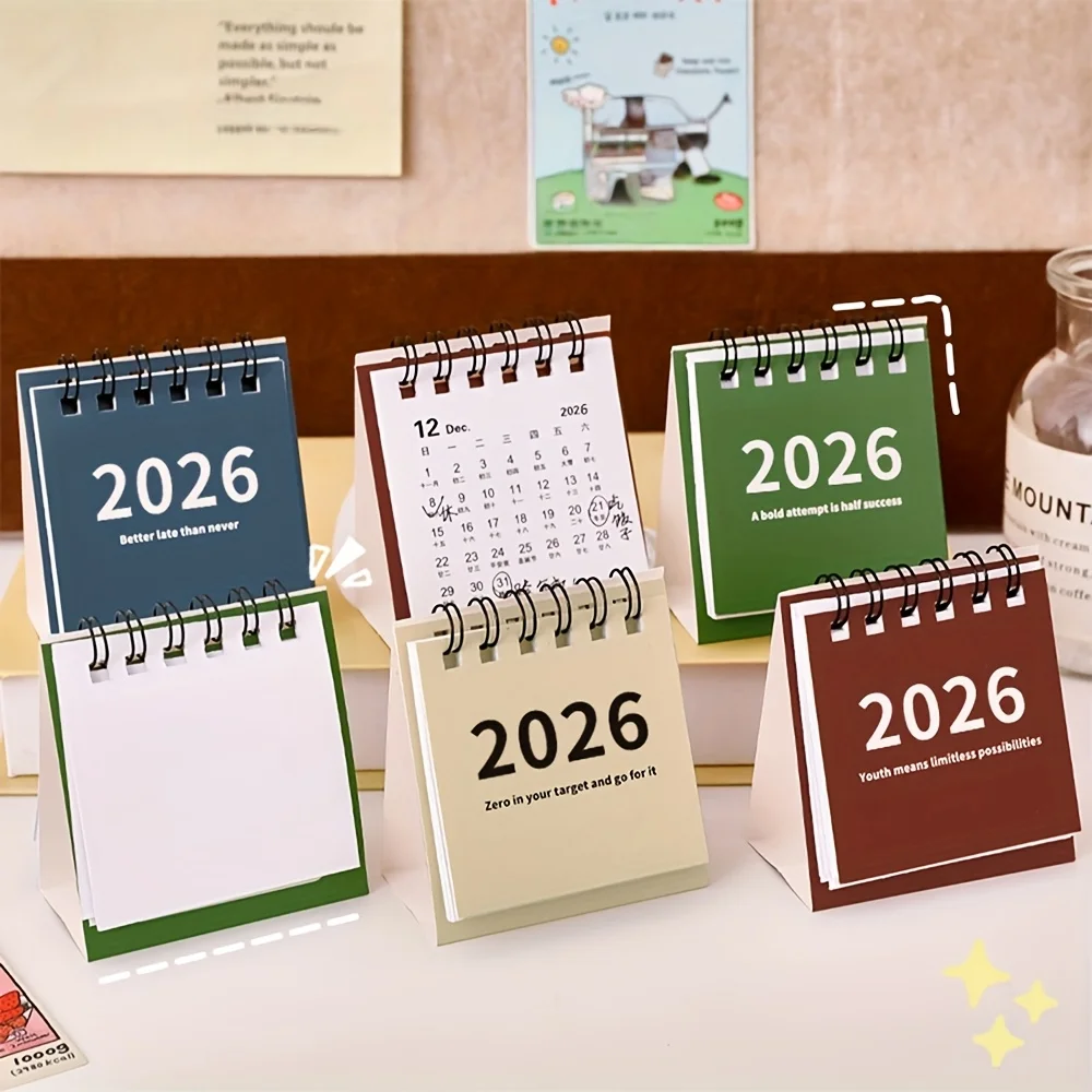 

4/12 шт. перекидной настольный календарь на 2026 с блокнотом, ежедневник из плотной бумаги для офиса и школы, незаменимый настольный органайзер