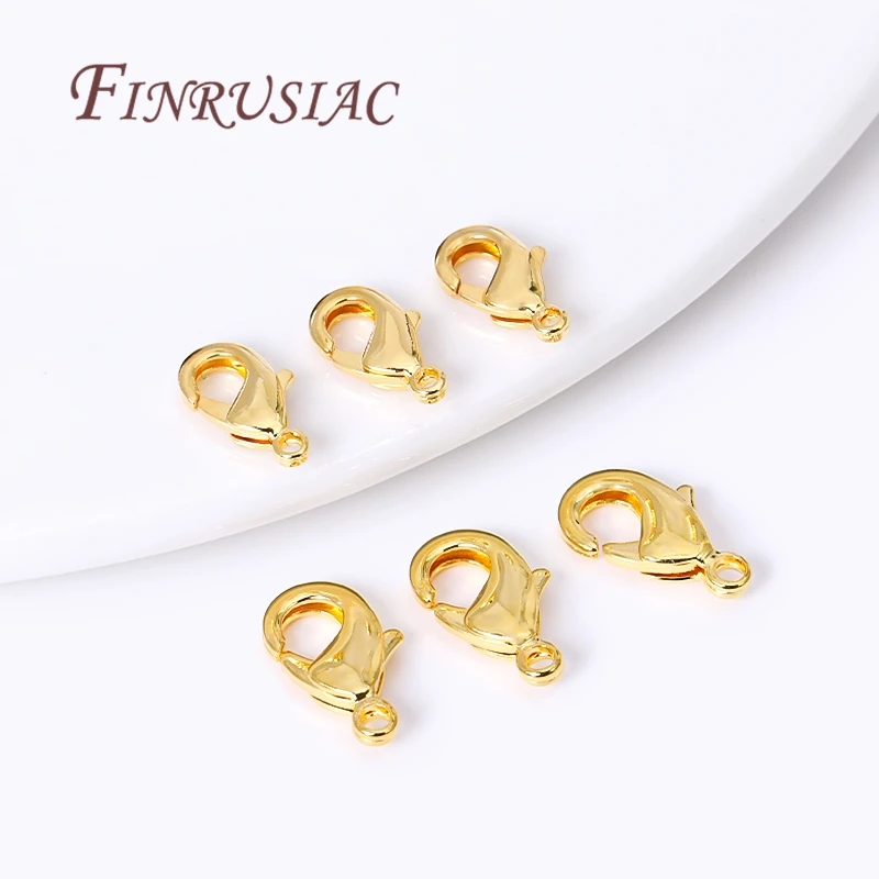 10/20/30pcs/lot 18K Gold Plated 10mm/12mm Lobster Clasps For DIY Necklace Bracelet Jewelry Making Materials Wholesale