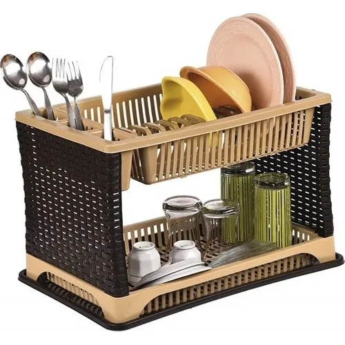 Violet Raddan Two-Story Plate-rack-Dish Basket (Coffee-Cream)