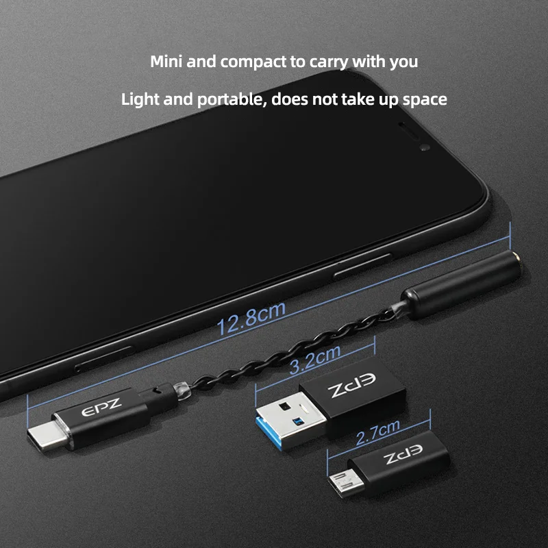 EPZ TP11 amplificador de auriculares DAC USB tipo C a conector de auriculares de 3,5mm adaptador de Audio 24 bits 196Khz decodificador Digital