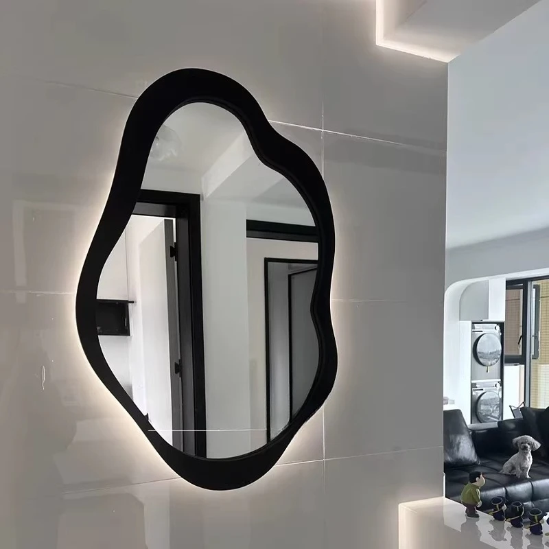 Korean Style Hanging Mirror Girls Vanity Bathroom Makeup Aesthetic Modern Mirror Cloud Twisted Wonderland Espelhos Home Products