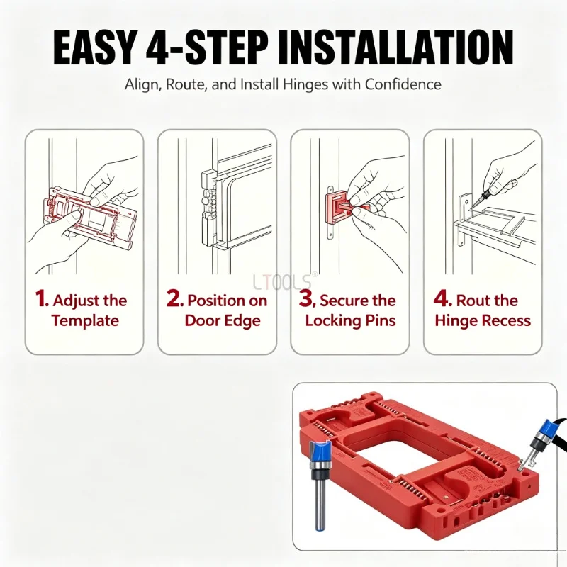 Precise Hinge Lock Hole Drill Locator Door Hinge Mount Jig Adjustable Woodworking Position Tool for Cabinet Door Hinge Install