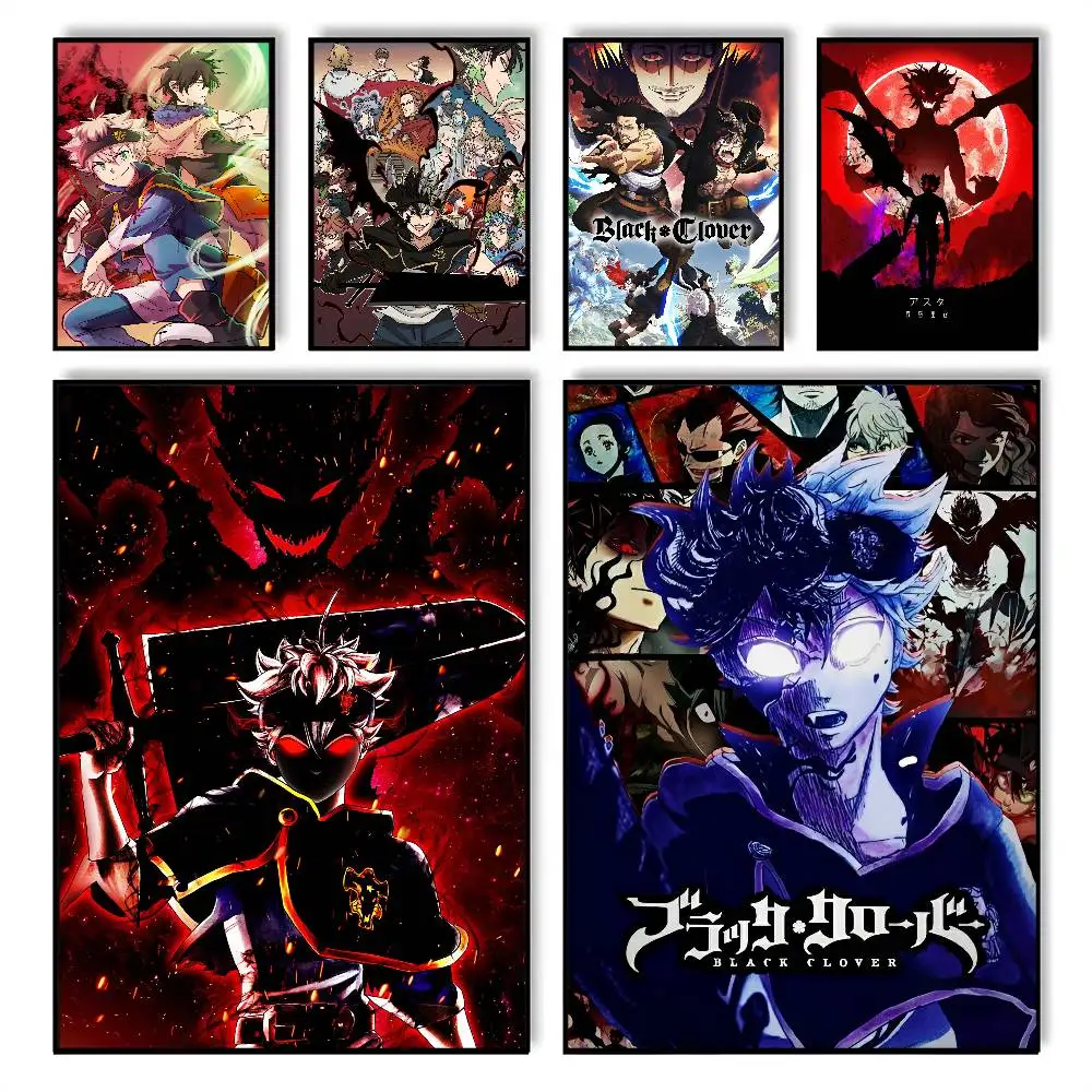 Póster de ANIME B-Black C-Clover HD para decoración del hogar, pared adhesiva, impermeable, para el hogar, sala de estar, bar, decoración estética