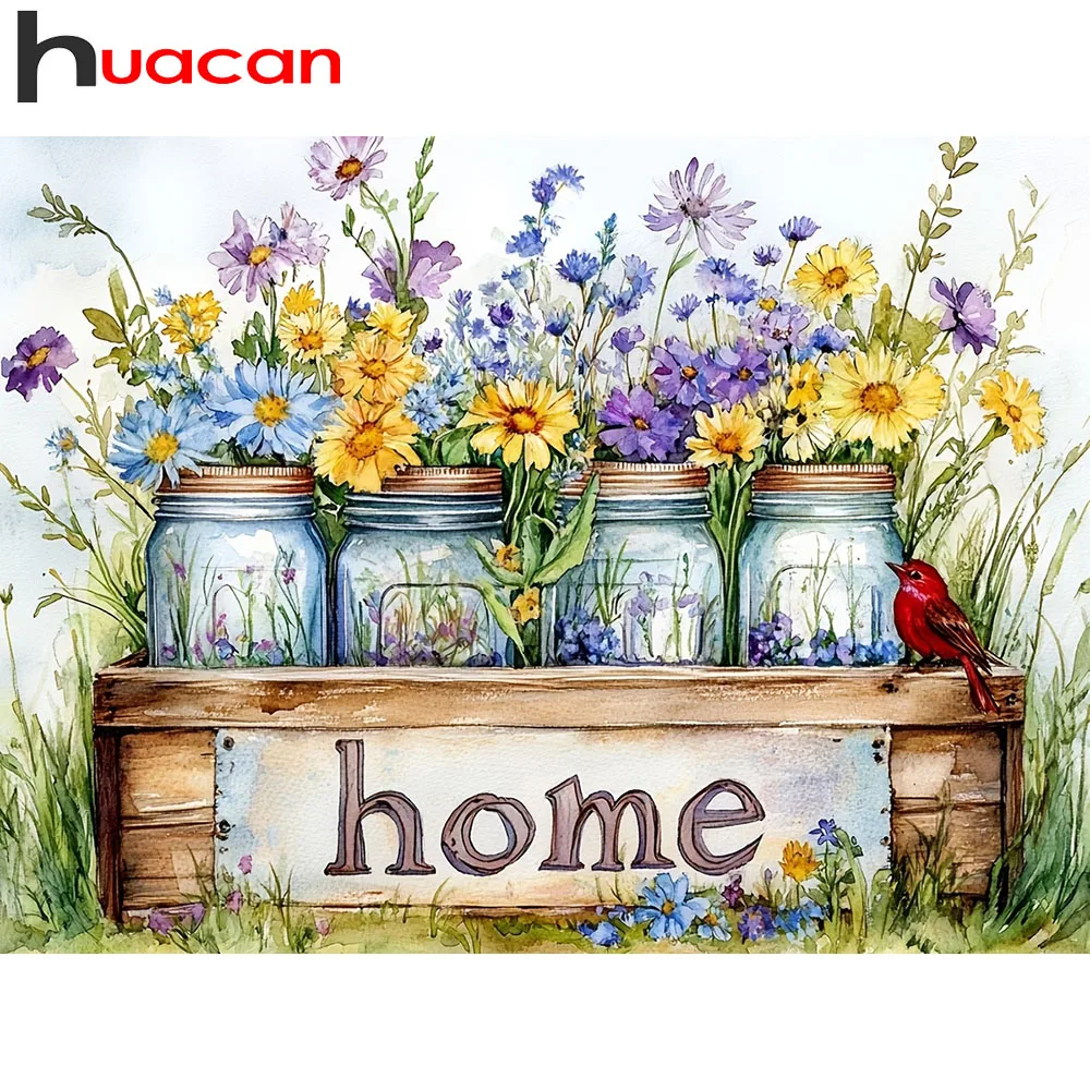 Huacan New 2026 Diamond Painting Daisy Bottle Home Diamond Mosaic Flower Complete Kit Handmade Gift