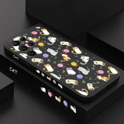 Simple Cat Pattern Phone Case For Samsung Galaxy S25 S24 S23 S22 S21 S20 Ultra Plus FE Note 20 ultra 10 9 Plus Cover