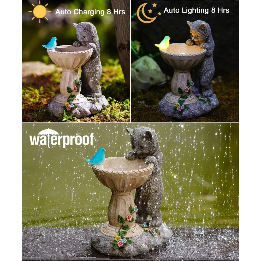 ソーラーキャットガーデンスタチュー：庭、ポーチ、バルコニーの屋外装飾 - 女性や家族へのギフトに最適