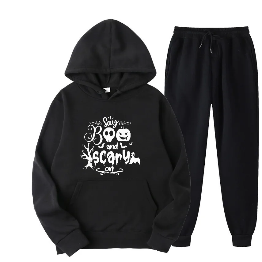 

2025 Devil's Halloween English graffiti print Graphic Hoodies For Men Spring And Autumn Casual Street Wear Comfortable Pullover