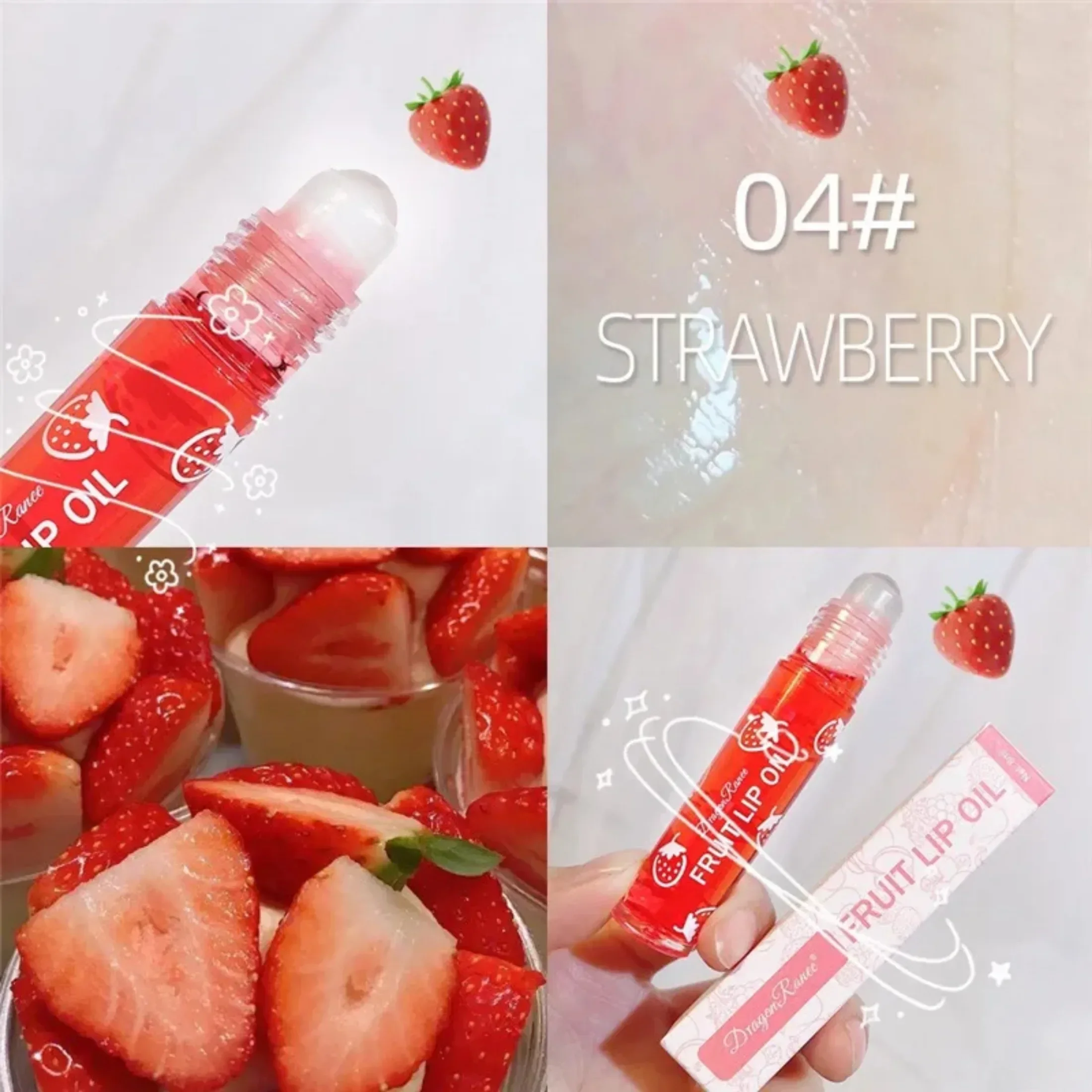 1 Pcs Fruit Lip Gloss Transparent Oil Moisturizing Reducing Lines Nourishes Lips Waterproof Long-lasting Liquid Cosmetics