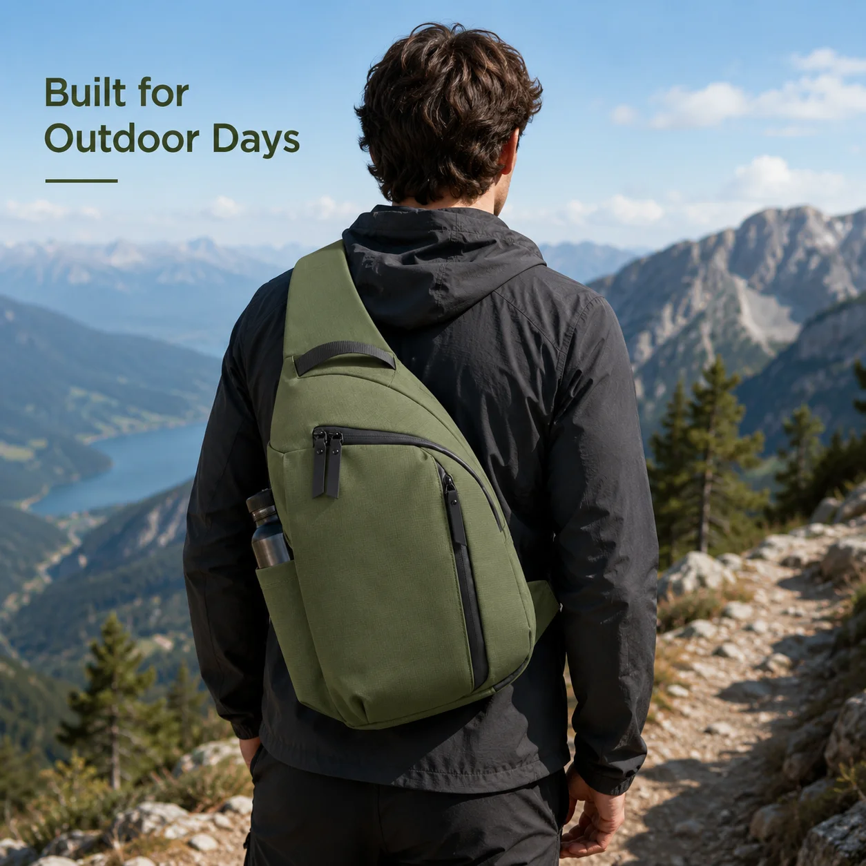 Men Sling Bag Outdoor Utility Crossbody Chest Pack Lightweight Multi Pocket Shoulder Bag Fits 11 Inch Tablet For Travel