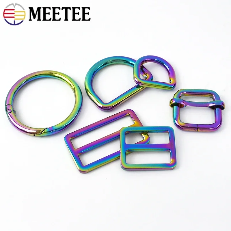 5/10P 20-38mm Bag Strap Metal Ring Buckles Belt Clothes Tri-Glides Sliders Clasp Chain Pet Collar Loop Hook DIY Sewing Accessory