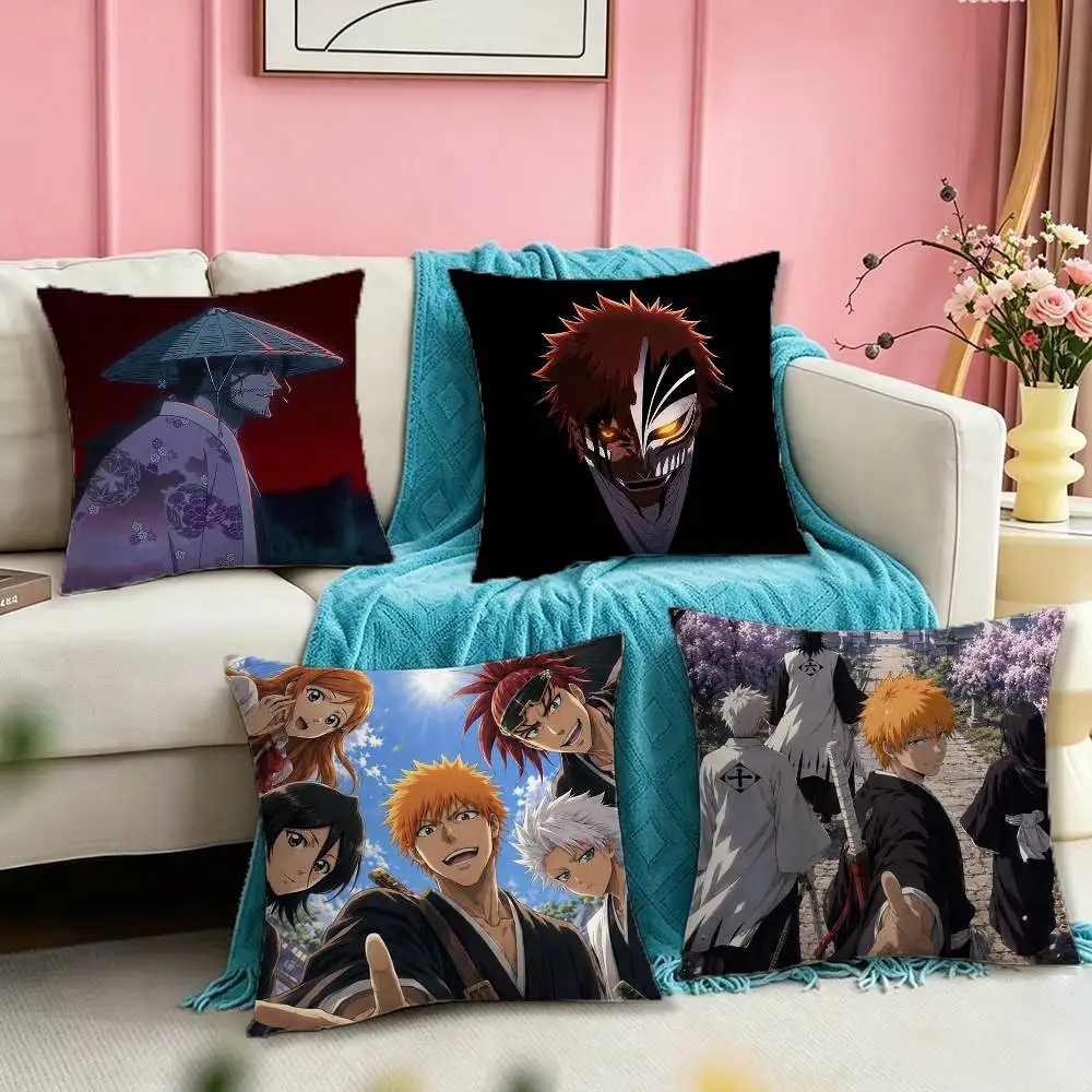 B-Bleach I-Ichigo Shinigami  Square Double-Sided printed Pillow Case Bedroom Bedside Pillow Sofa Cushion Cover