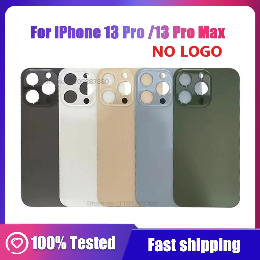 Rear Glass Big Hole Back Glass For iPhone 13 Pro Max 13PROMAX Replacement Battery Cover Rear Door Back Glass Case Without Logo