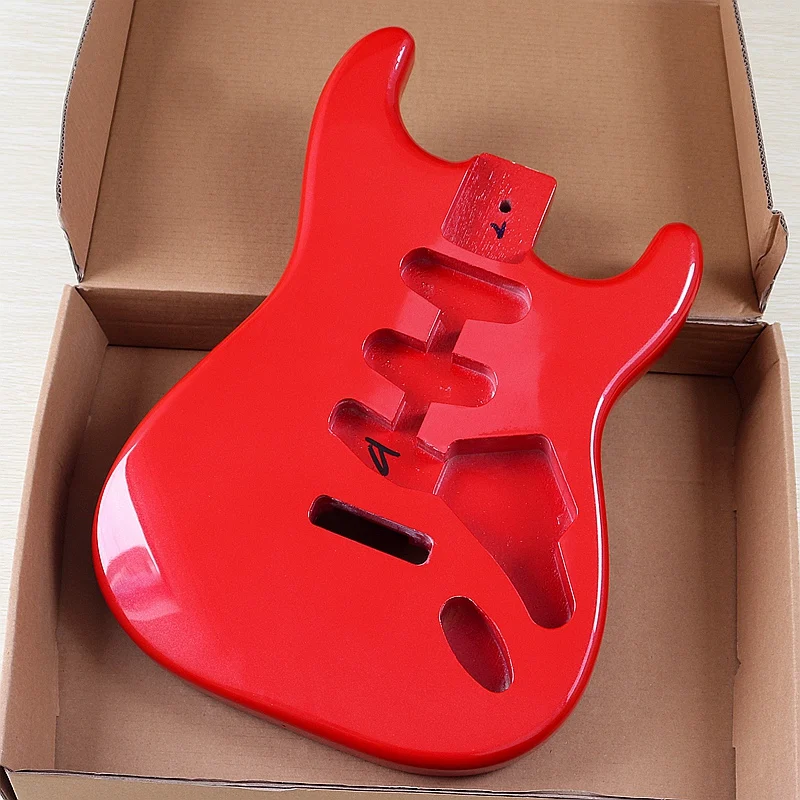 Electric Guitar Body Poplar Wood SSS Pickup Route 5.6cm Pocket Width High Gloss Red For DIY Guitar Replacement