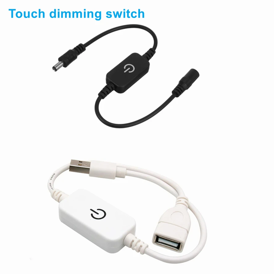 Knob Touch Dimming Switch USB DC Plug Smart Dimmable 0~100% Switch DC5V 12V 24V for COB SMD LED Light Strip Bulb Night Lamp