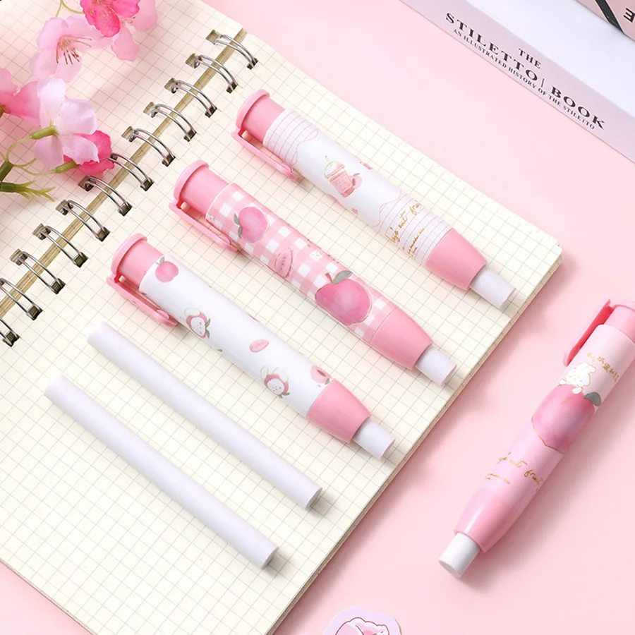 5 قطع ممحاة قابلة للسحب بنمط الخوخ اللطيف، ممحاة مطاطية بالدفع والسحب، مستلزمات مدرسية مكتبية للكتابة للطلاب #5