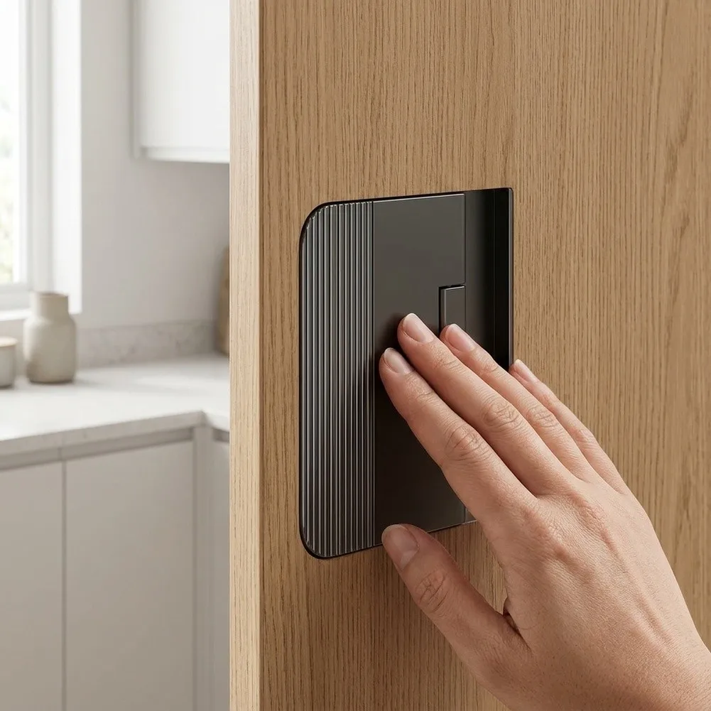Home Furniture Hardware Decor Accessory Recessed Flip Cabinet Pull Inset Concealed Handle Wardrobe Cabinet Door Drawer Supply