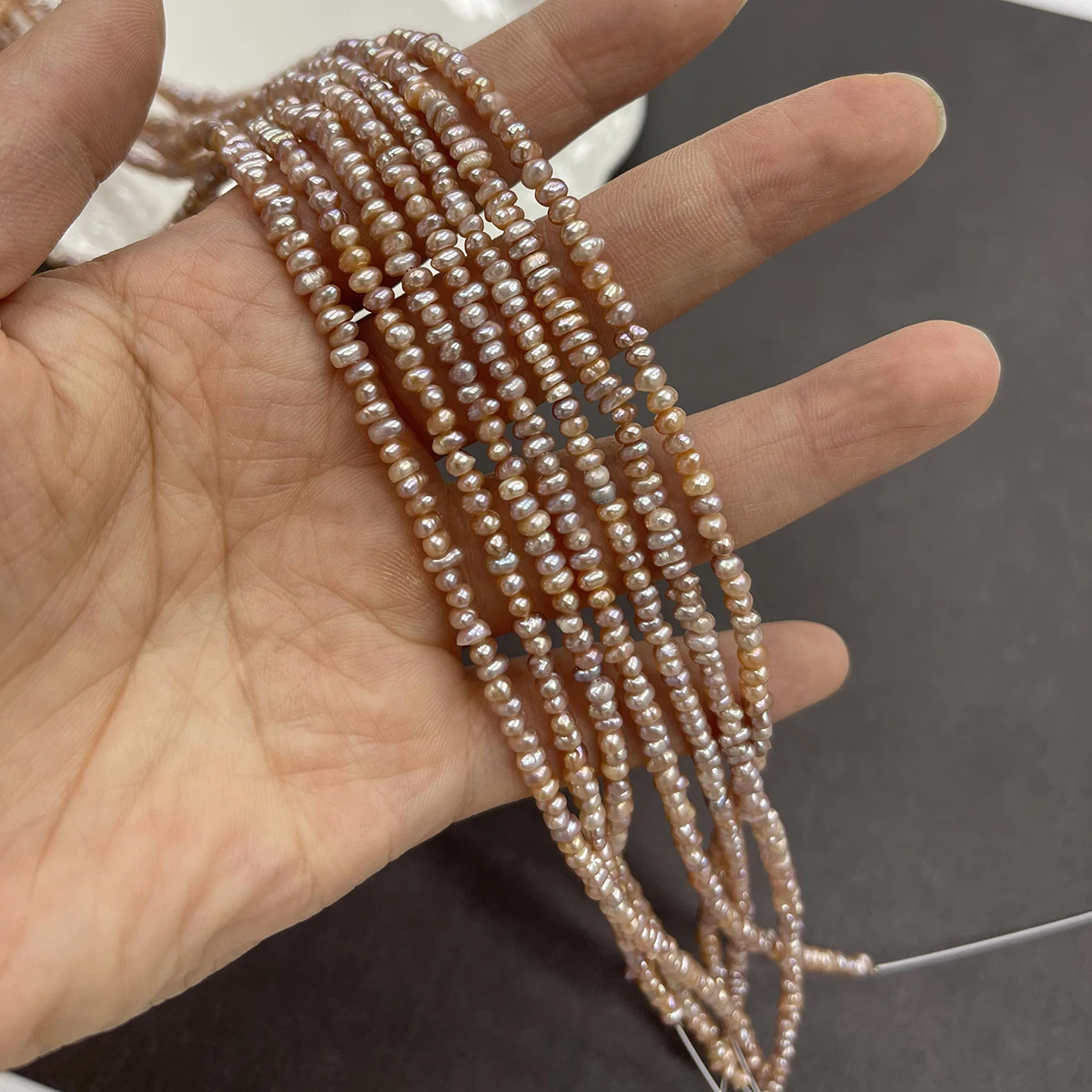 3-4mm Zufällige Rosa-Lila Unregelmäßige Süßwasserperlen Halbfertige Perlenkomponenten für Handgemachte DIY-Schmuck- und Bastelprojekte – Detail 13