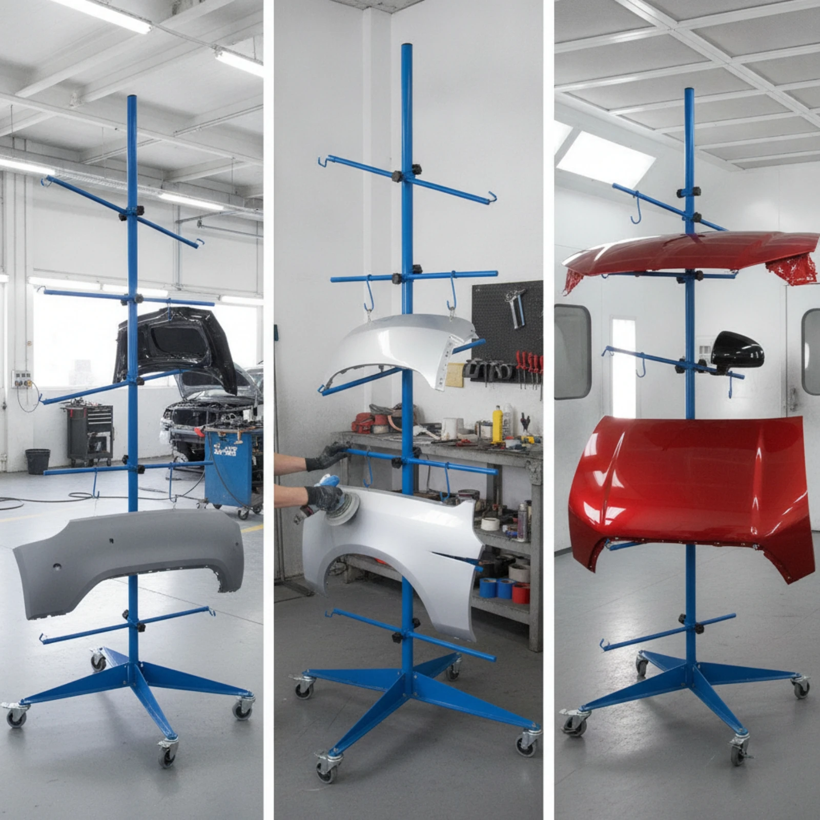 Auto Body Paint Stand with Clamps Mobile Auto Body Panel Holder with Wheels Car Panel Stand with Wheels Easy Mobility Stable - view 3