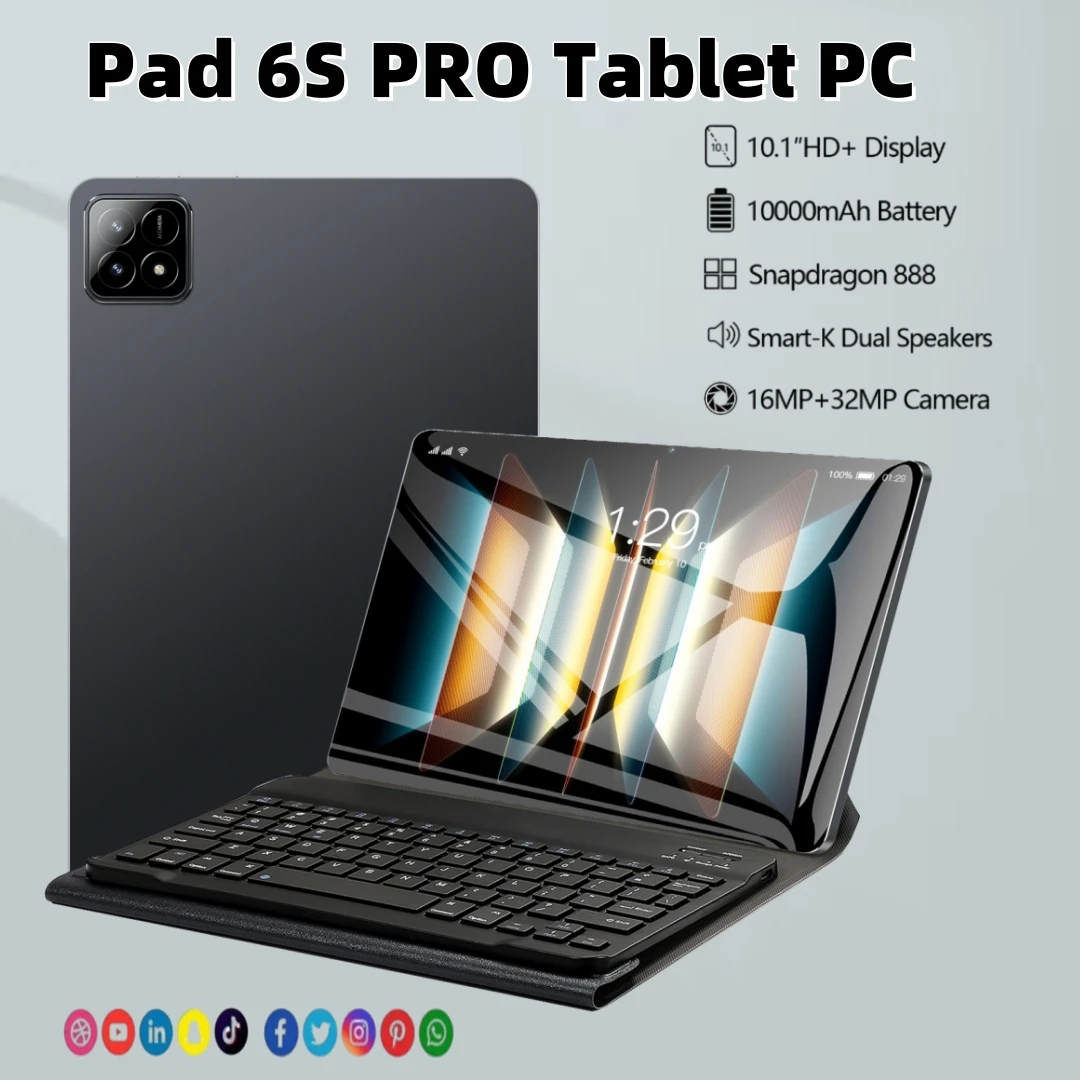 

NEW 2024 Pad 6S ProGlobal Version Tablet 11inch Android 14 22GB+2TB 10000mAh 5G Dual SIM Bluetooth HD 4K WiFi GPS WPS Tablet PC