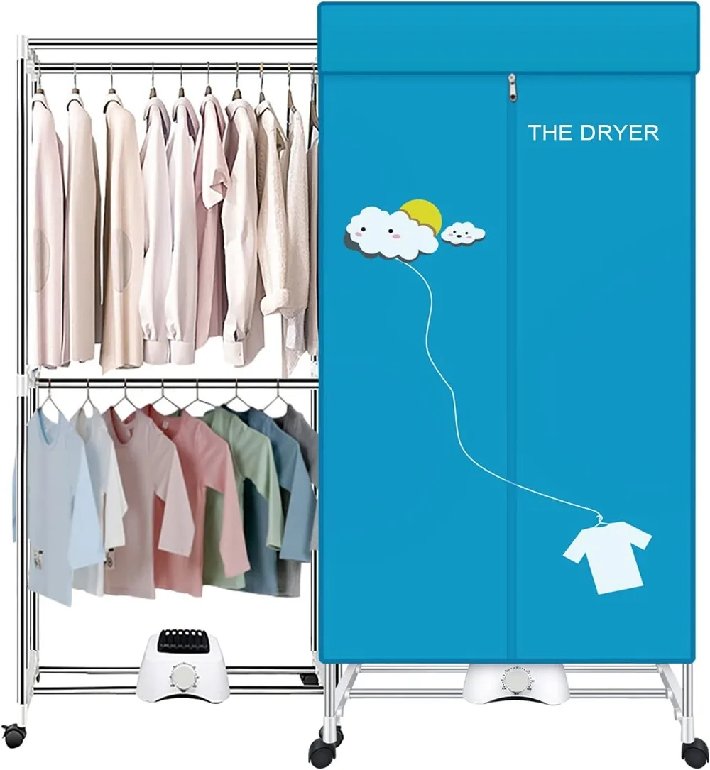 

Portable Dryer,110V 1000W Electric Clothes Dryer Machine Double layer Stackable Clothes Drying Rack for Apartments, RV,Laundry