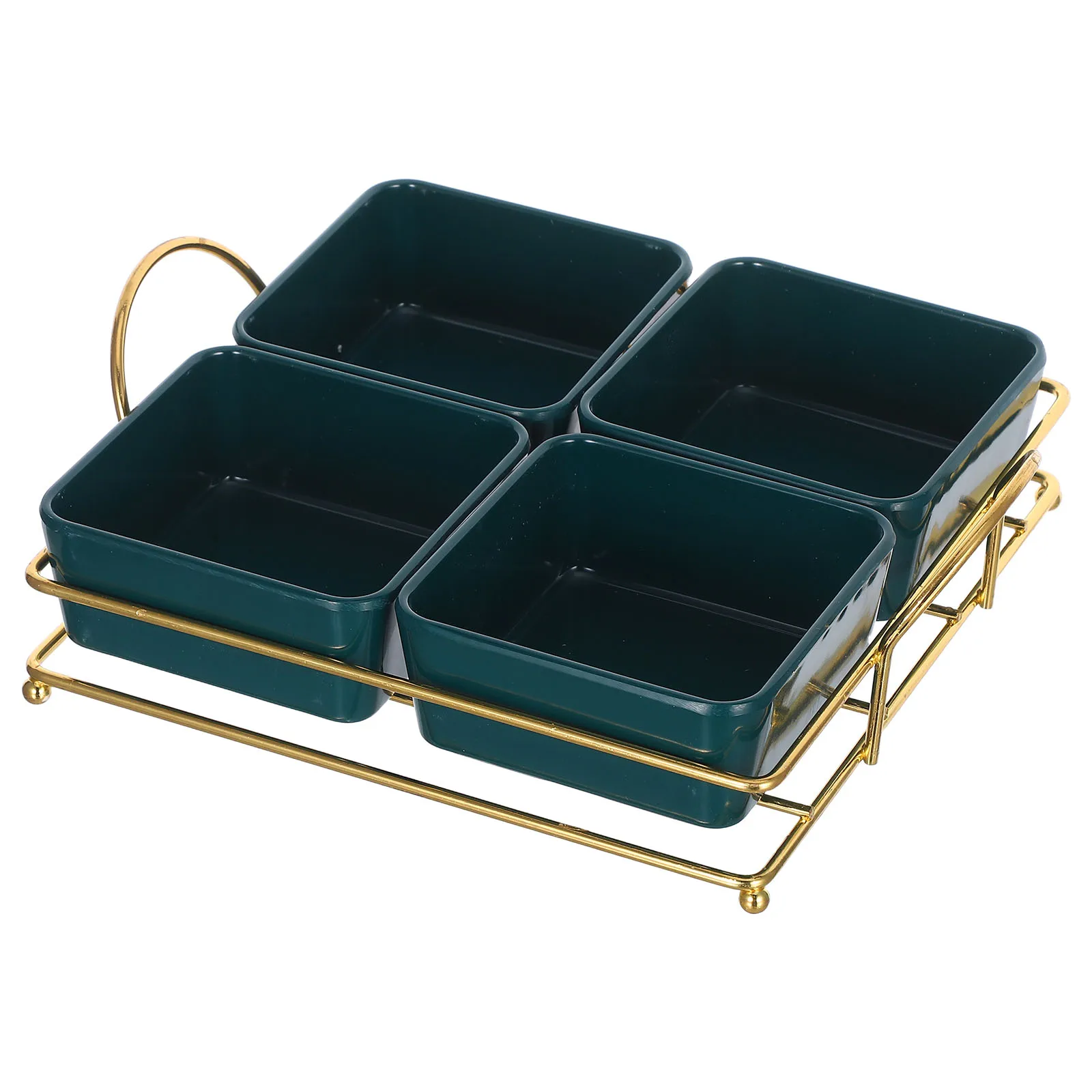 

1set Melamine Compartment Snack Plate 4 Grids Divided Serving Tray Wear Resistant Heat Resistant Easy Clean for Family