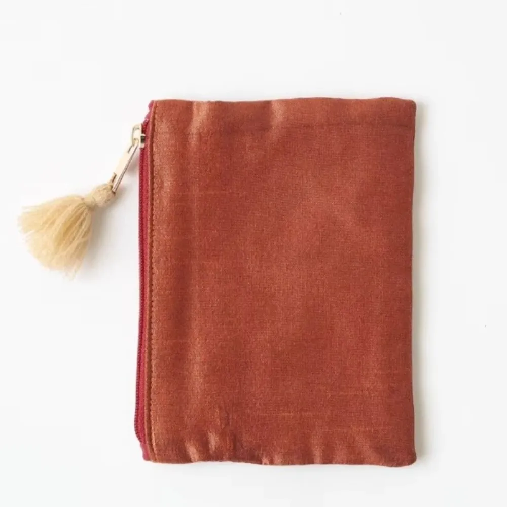 New Hand-embroidered Cosmetic Bag Playing Card Pattern Ethnic Style Fringed Storage Bag Retro Portable Change Card Bag