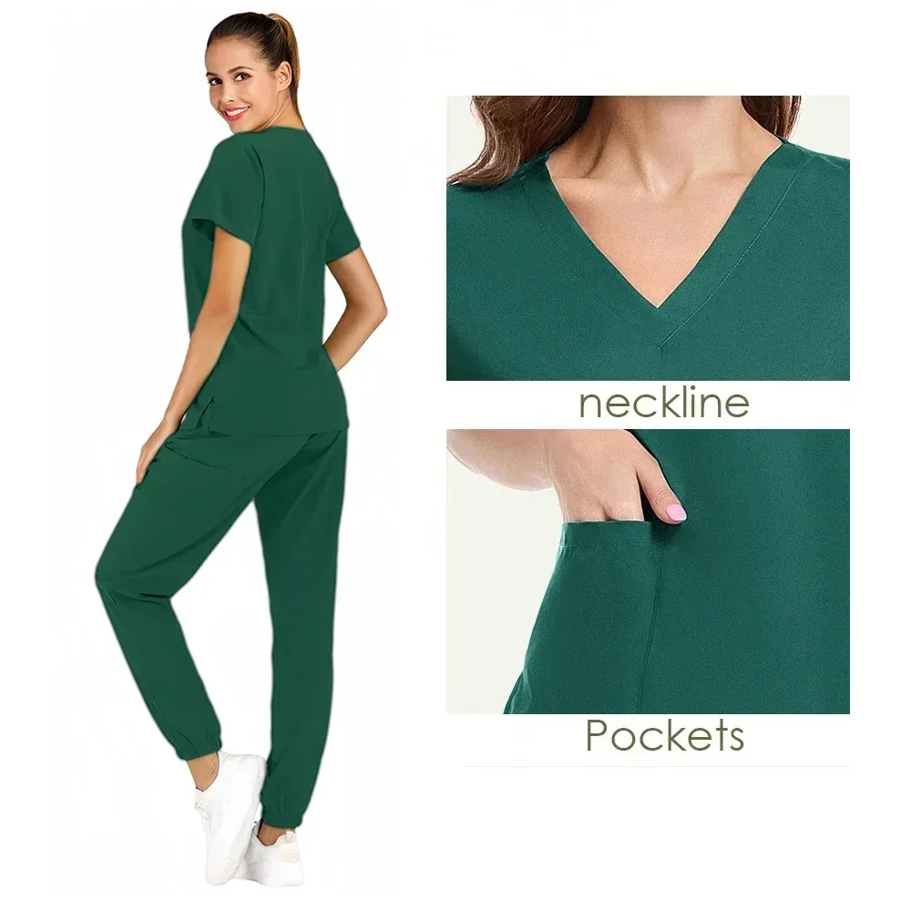 Multilcolors 병원 의료 스크럽 정장 유니폼 여성 남성 스크럽 세트 미용 작업복 간호사 액세서리 치과 수술복