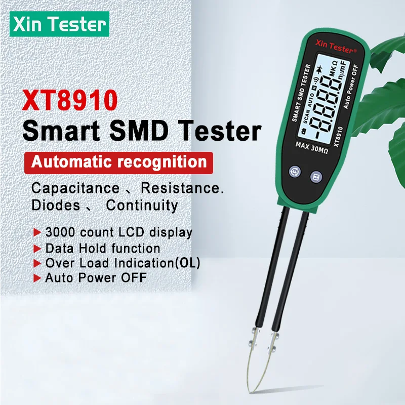 Xin Tester 3000 Counts Smart SMD Tester Capacitance Resistance Diode Meter Auto Range Scan Tester XT8910