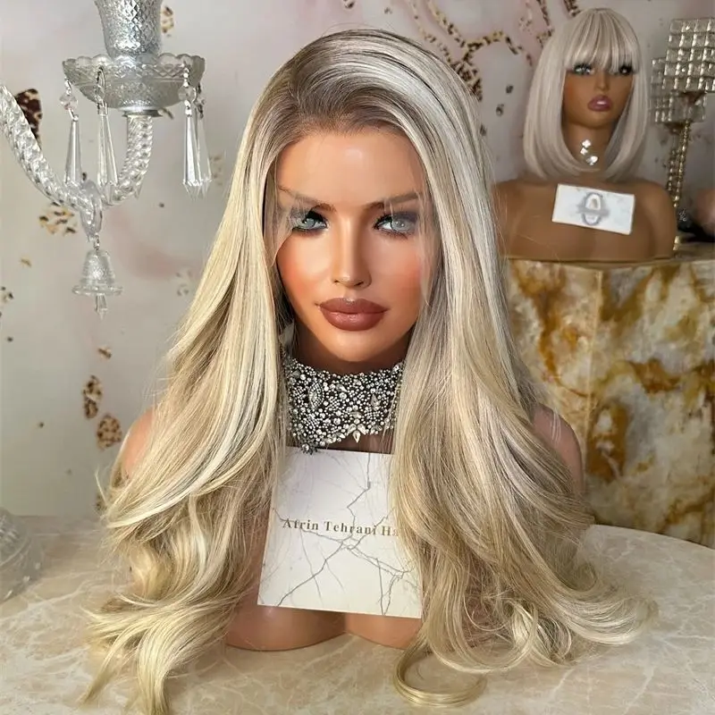

Glueless Wig High Quality Synthetic Lace Front Wig Ombre Blonde Lace Front Synthetic Wig HD Invisible Lace Front Wig For Women
