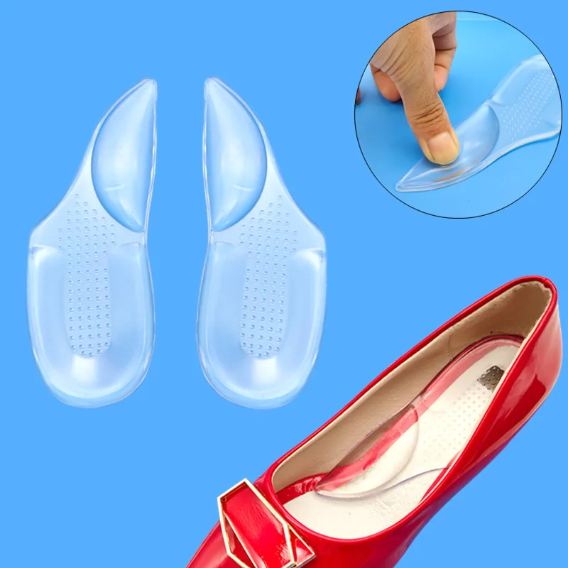 1Pair Arch Support Flat Feet Cushion Pads Sports Shock Absorption Massage Arch Cushion Women High-Heel Shoes Insoles Inserts