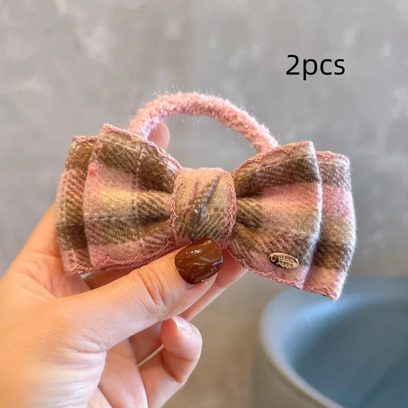 กิ๊บติดผมเด็กผู้หญิงลายตารางผ้าขนสัตว์สไตล์เรโทรสำหรับฤดูใบไม้ร่วงและฤดูหนาว 1/2 ชิ้น โบว์ใหญ่ กิ๊บติดผมแบบหนีบสำหรับเด็กผู้หญิง