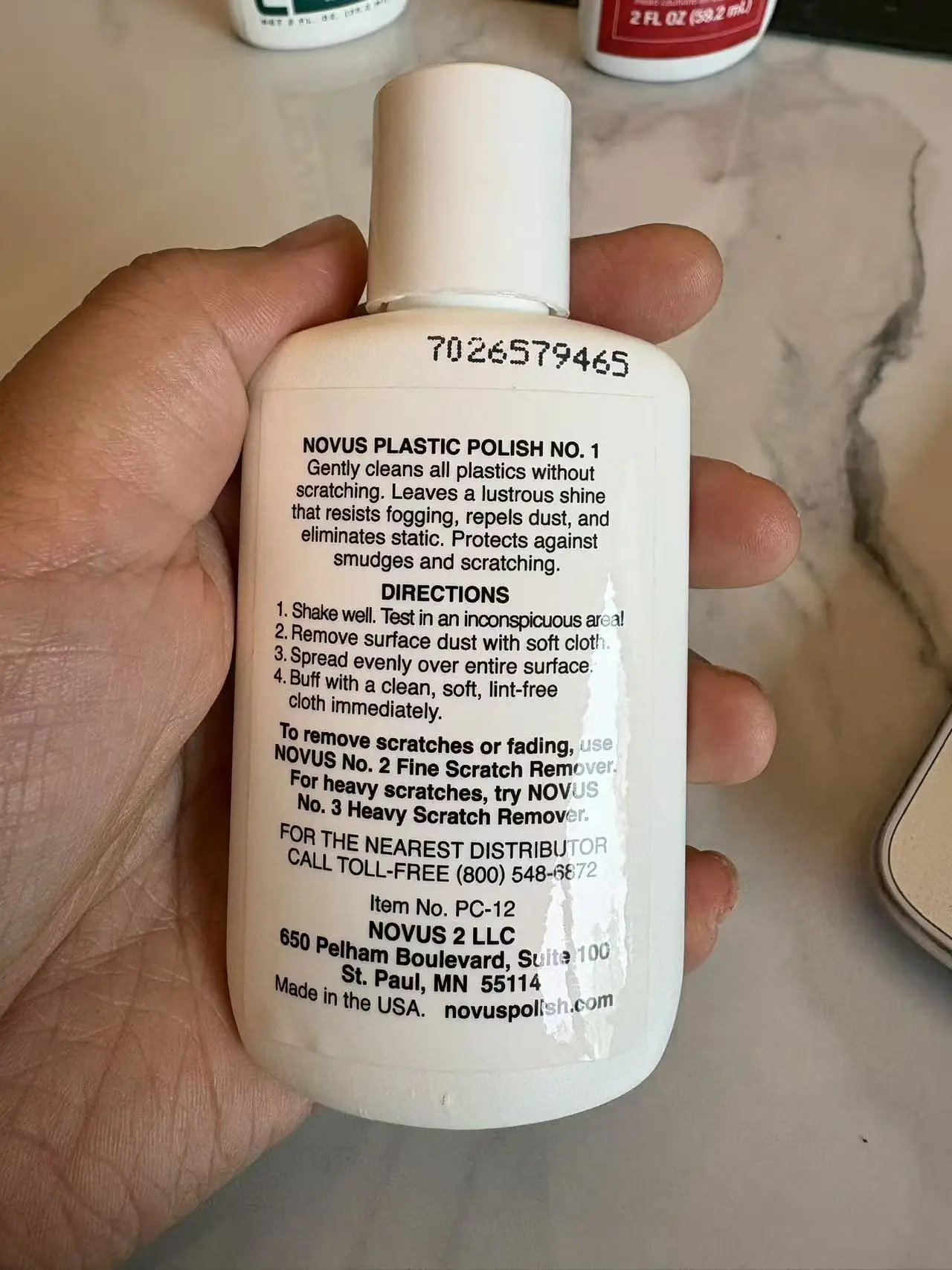 NOVUS 1 Plastic Polish Clean Shine Protect 59.2ml Anti Static Anti-fog Dust Repellent For Acrylic Plastic Surfaces Maintenance