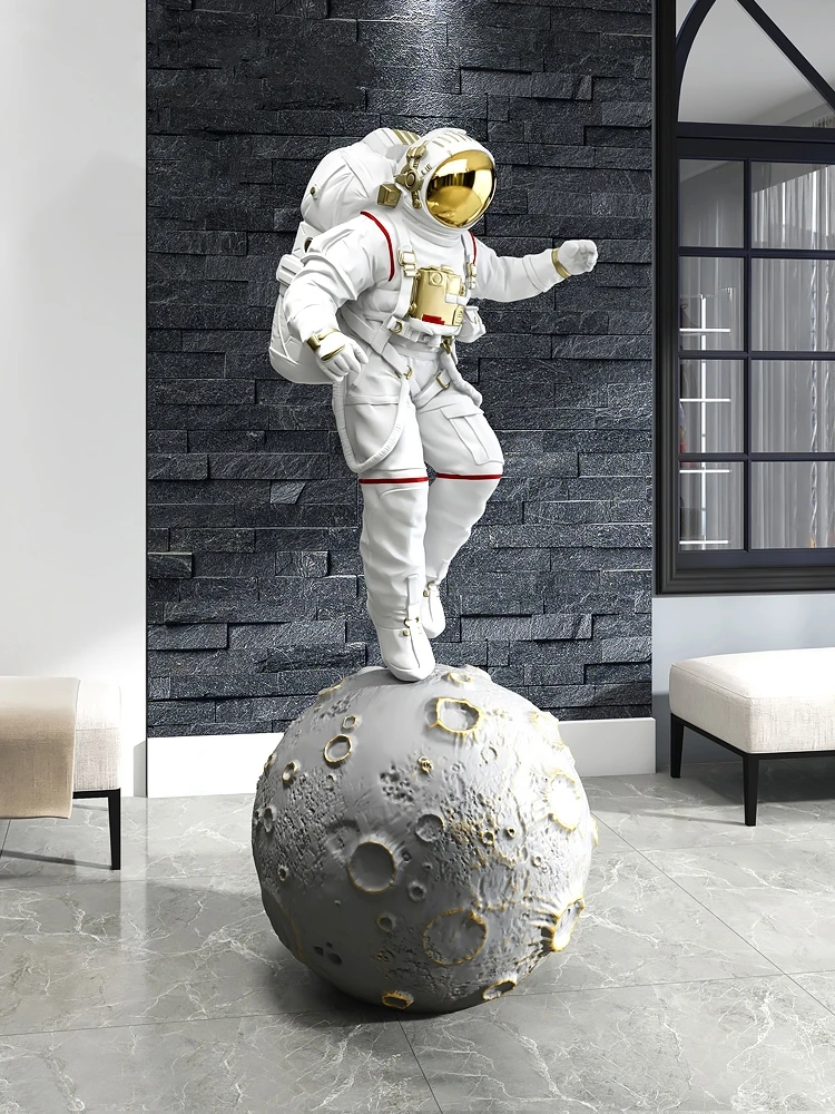 Estatua de astronauta creativa para decoración del hogar, 130CM, decoración de suelo, sala de estar nórdica, escultura de bienvenida grande, adornos artísticos, decoración de tienda