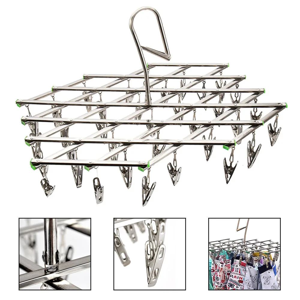 Clothes Drying Rack Stainless Steel Laundry Drying Peg Swivel Wind-Proof Clothes Hanger for Socks Underwear Bra Baby Clothes