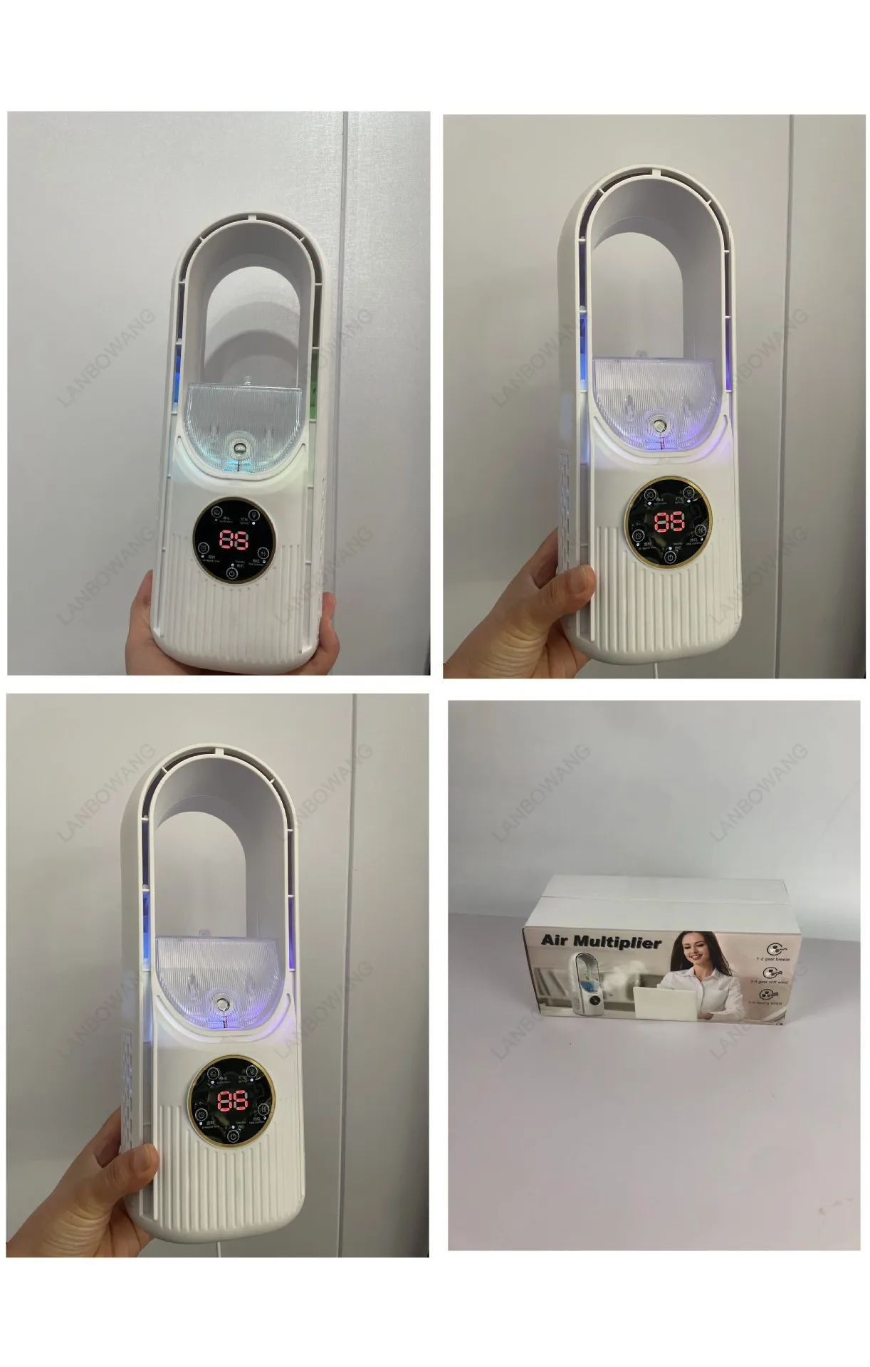 USB Desktop Bladeless Mist Tower Fan Household Water Cooling Air Conditioner Fan Portable Mini Table Cool Humidifier Fan