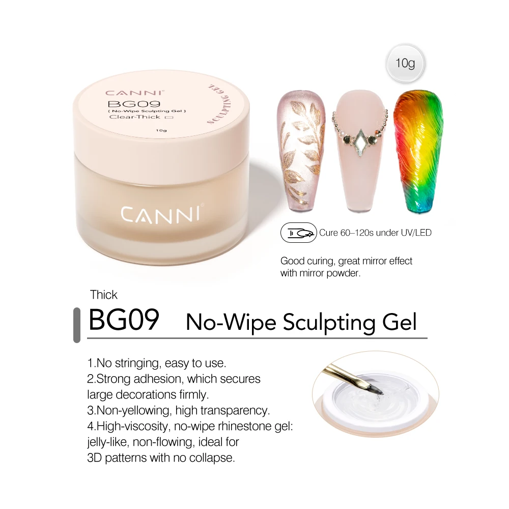 10ml CANNI Multifunktionales Gel 3D-Modelliergel TPO-frei PVC-Modelliergel Ohne Brennen UV-LED Soak-Off No-Wipe Modelliergel – Detail 15