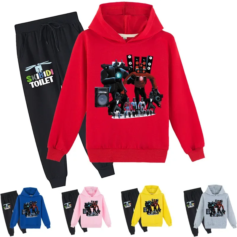 

Skibidi унитаз 2023 популярная детская одежда монитор унитаз мужской повседневный свитшот с принтом для мальчиков и девочек + брюки костюм