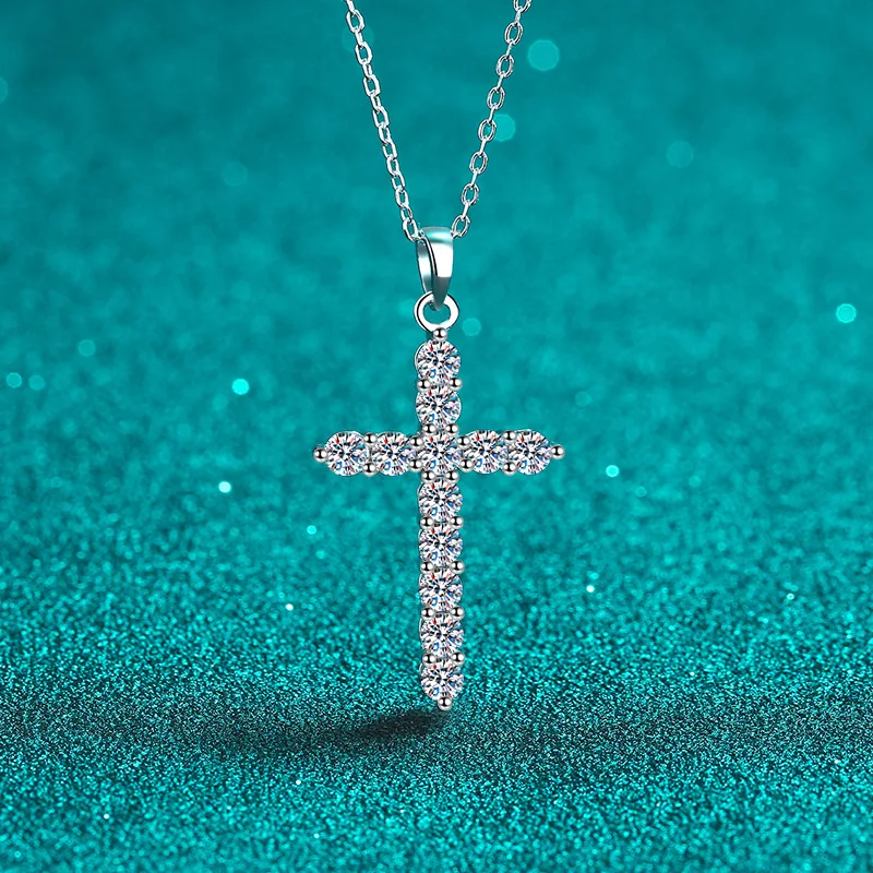 

925 sterling silver necklace for women, Moscone cross neck chain plated PT950 gold collarbone chain