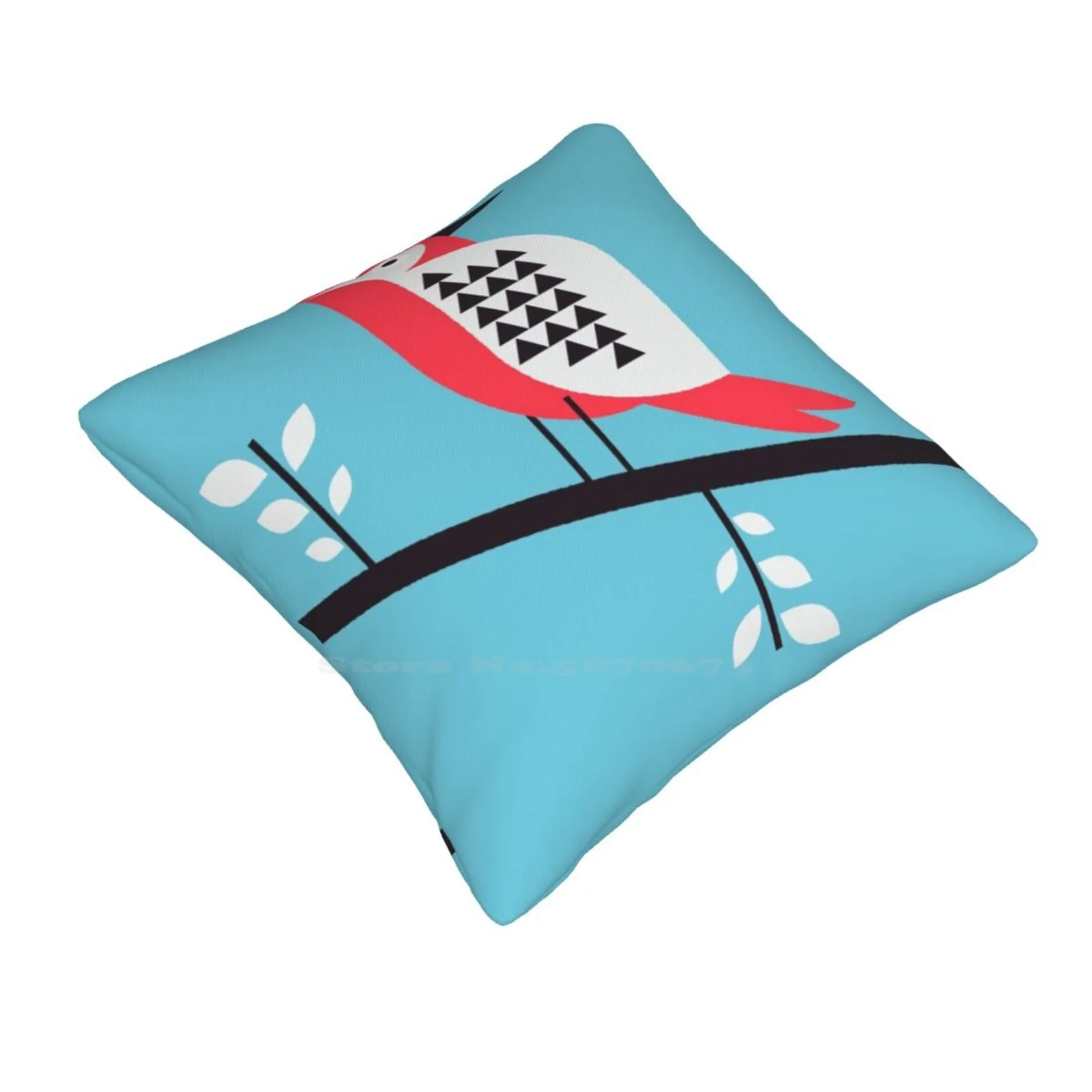 Woodpecker In Blue Funny Cute Decor Square Pillowcase Woodpecker Blue Bird