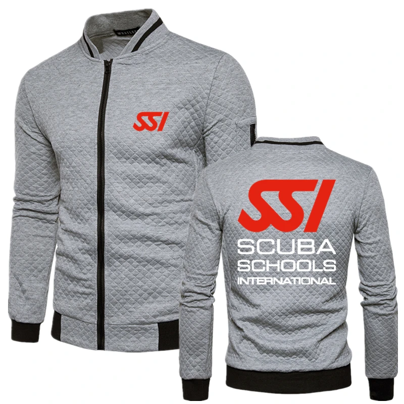 ฤดูใบไม้ผลิมาใหม่ล่าสุดเสื้อ Scuba Schools International SSI พิมพ์โลโก้ Logo ฮาราจูกุชายสไตล์ซิปแจ็คเก็ต Streetwear