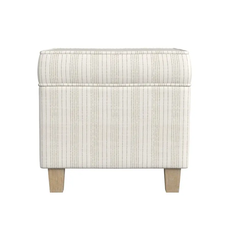 Otomana de Almacenamiento Cuadrada Clásica para Decoración del Hogar con Tapa Extraíble, Otomana con Almacenamiento para Sala de Estar y Dormitorio, Diseño de Rayas Color Caléndula